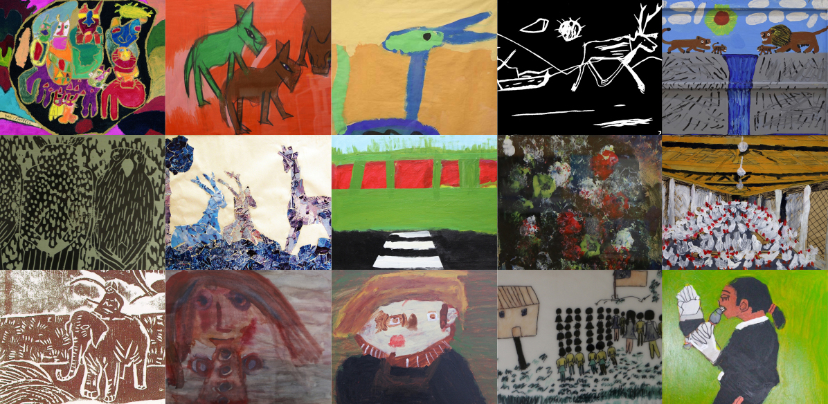 Collage of images from the International Collection of Art by people with DD