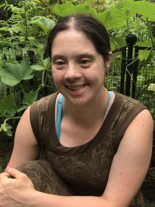 Erin Harvey in her vegetable garden.