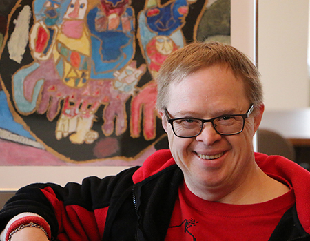 Dan Campbell with artwork, Stray Cats