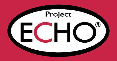 Project ECHO logo with a red background and the words "Project ECHO" in a white oval.