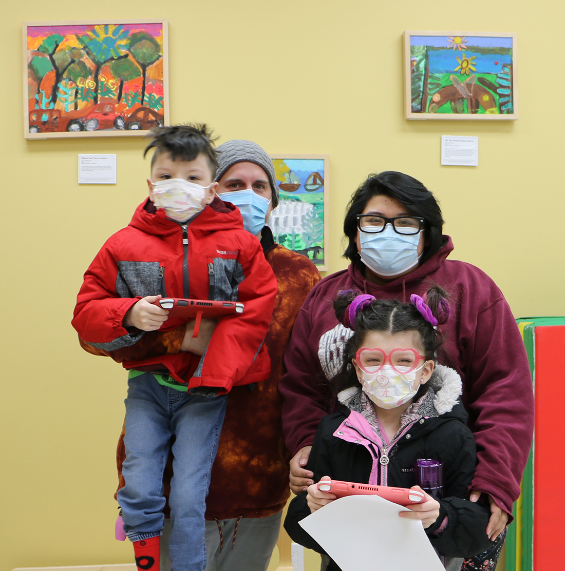The Sundly Family at Waisman’s cerebral palsy clinic. Left to right: Sebastian, Kevin, Kendra and Charlotte (in front).