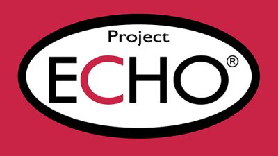 Project ECHO logo with a red background and the words "Project ECHO" in a white oval.