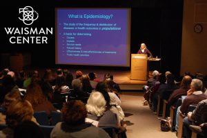 Maureen Durkin delivering a talk during a Day with the Experts: Autism.