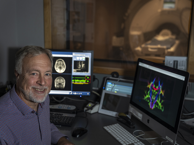 Andrew Alexander, PhD, in the MRI control room