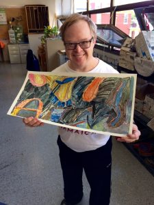 Artist Dan Campbell with "Untitled"