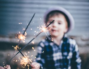 Boy with sparklers