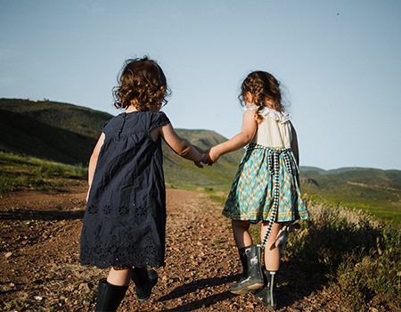 Two girls walking