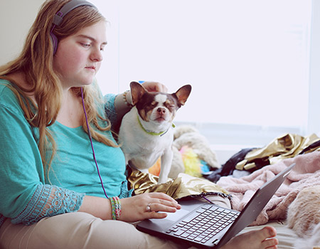 Teen on a computer
