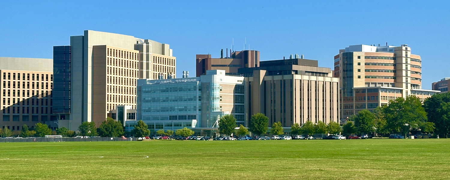 Waisman Center from across West campus fields.